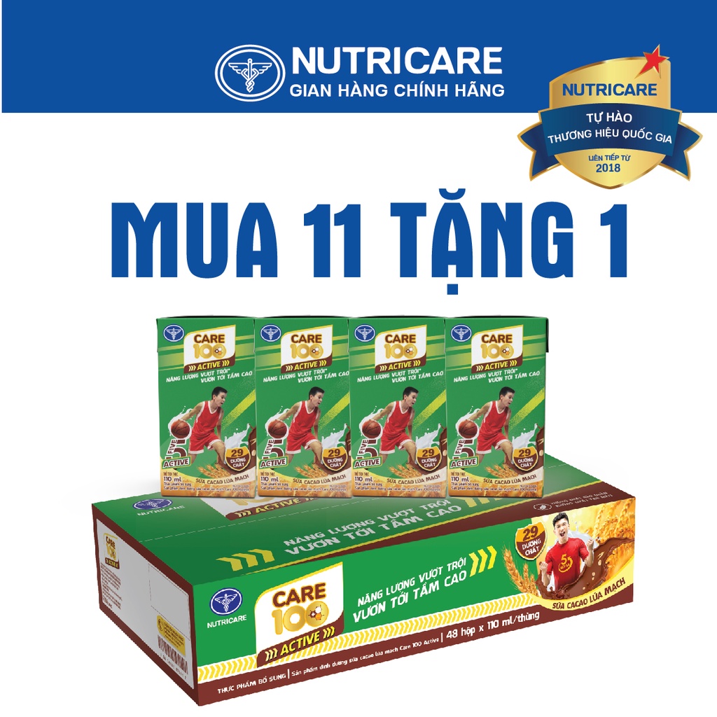 Sữa nước Nutricare Care 100 Active ca cao lúa mạch