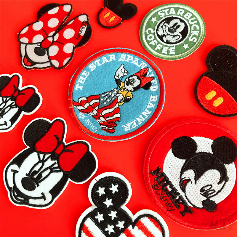 Tấm ủi trang trí trang phục thêu hình chuột Mickey/Minnie đáng yêu