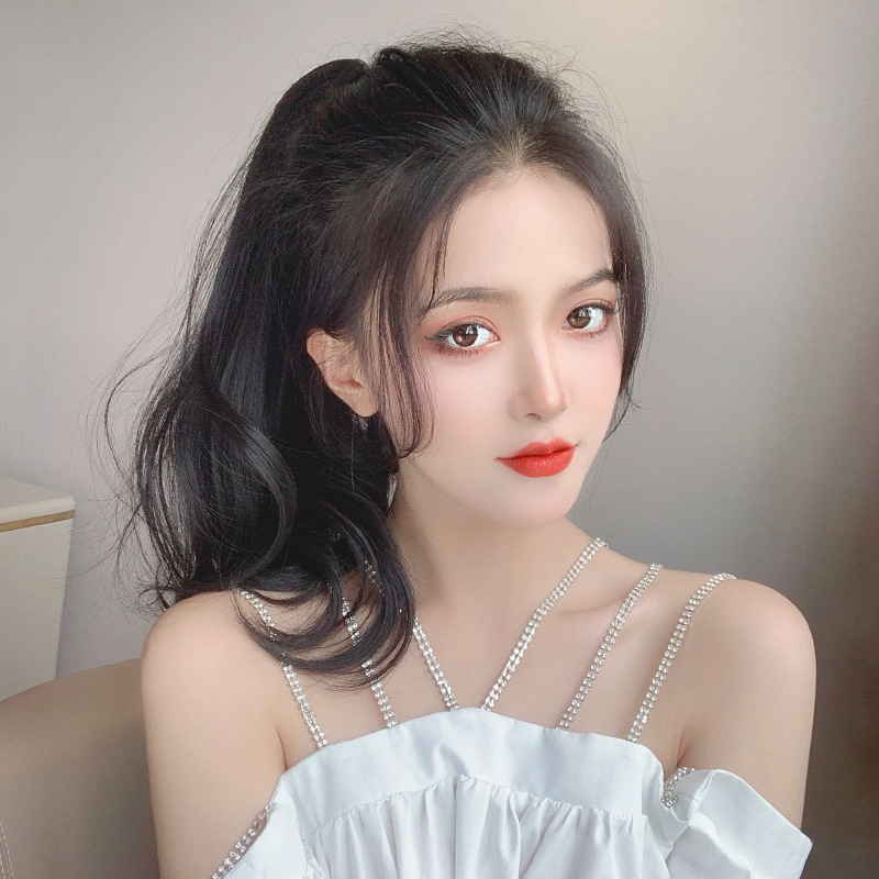 Tóc Giả Đuôi Ngựa Uốn Xoăn Nhẹ Bằng Sợi Tổng Hợp Tự Nhiên Siêu Bền Thoáng Khí Tạo Kiểu Gợn Sóng Tự Nhiên Cho Nữ