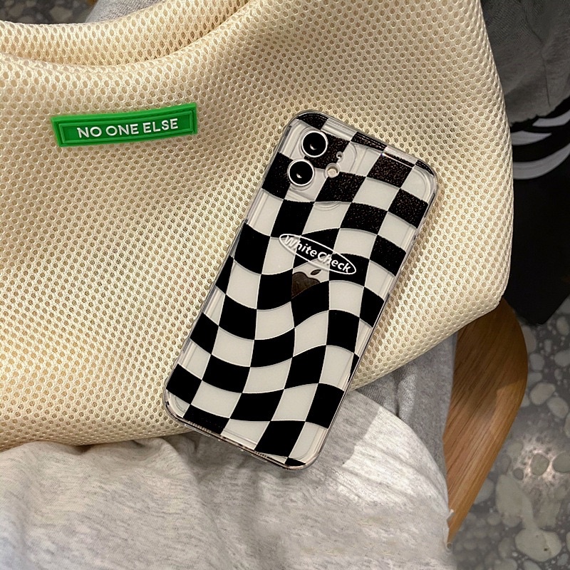 (SIÊU RẺ) Ốp lưng iphone kẻ caro méo white check 7plus/8/8plus/x/xr/xs/11/12/13/pro/max/plus/promax