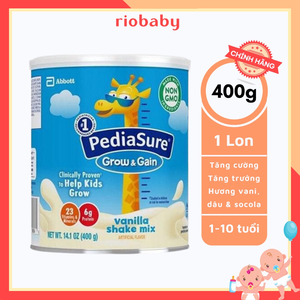 Sữa Pedisure Grow &amp; Gain Mỹ hương vani, dâu và socola lon 400g - Riobaby