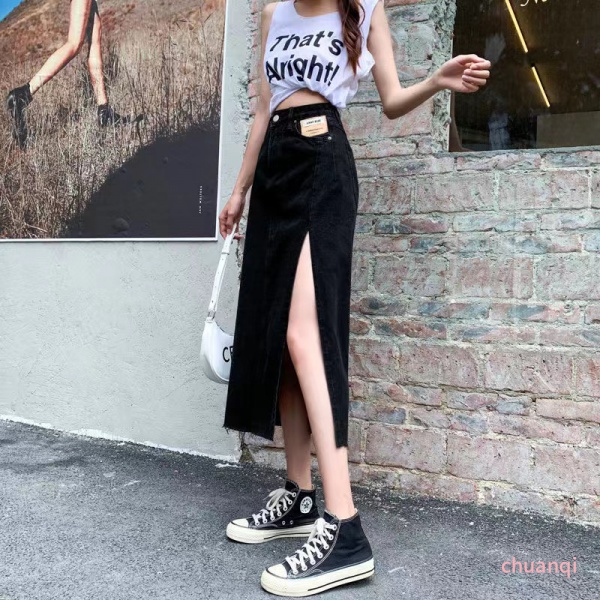 Chân váy jean Lưng Cao Dáng Chữ A Thời Trang Xuân Hè Cá Tính Cho Nữ