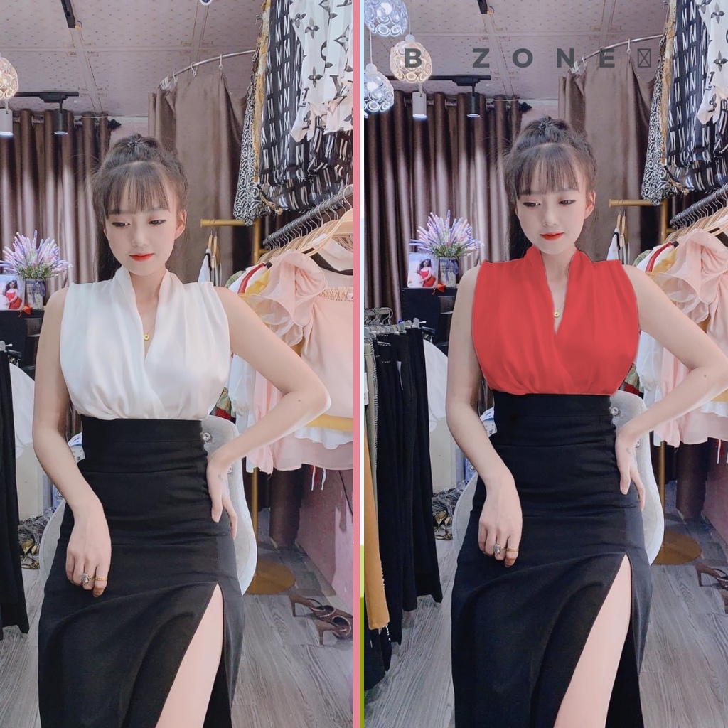 Set thiết kế áo lụa, chân váy bút chì xẻ tà cao cấp (S20) | BigBuy360 - bigbuy360.vn