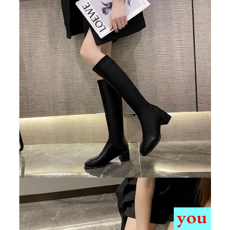Hàng Có Sẵn Giày Bốt Cao Đến Đầu Gối Màu Trắng Dài Ngang Gối Zhuan2021 Thời Trang Thu Đông Cho Nữ