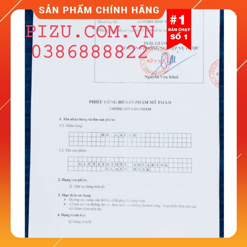 Mặt nạ thủy tinh Dr.Lacir hộp 6 miếng giúp dưỡng trắng da, cấp ẩm, căng bóng, mịn màng HÀNG CHÍNH HÃNG