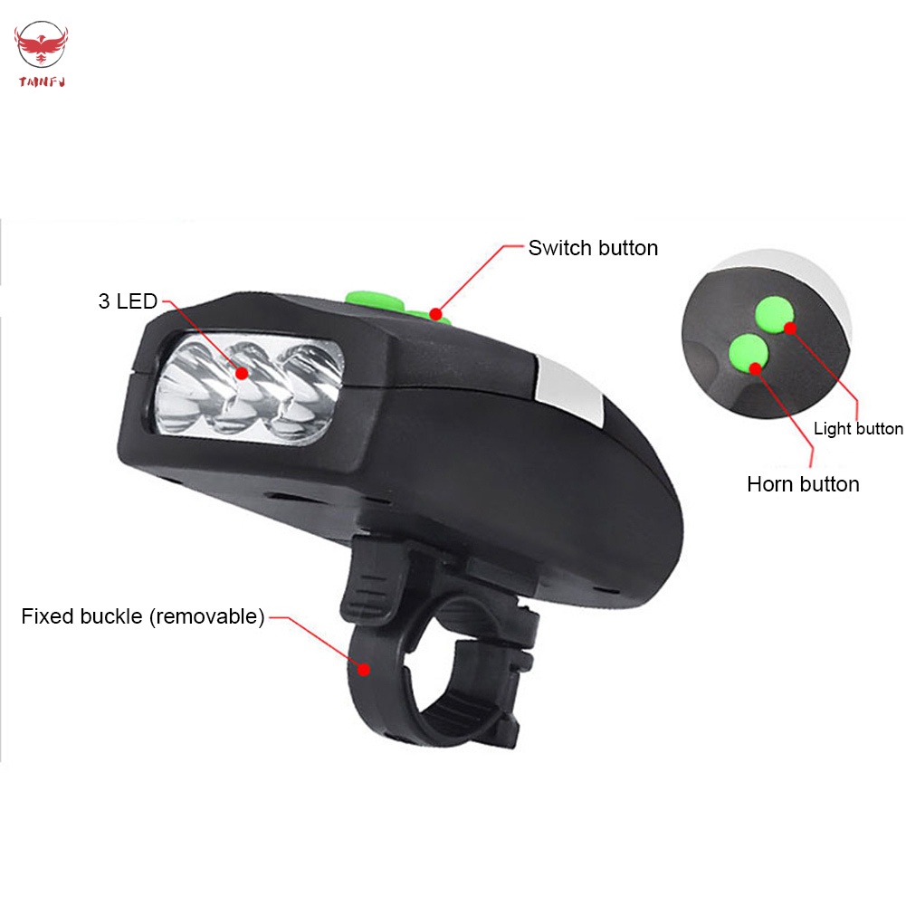 Đèn Led 3 Bóng 2 Trong 1 Tích Hợp Còi An Toàn Cho Xe Đạp