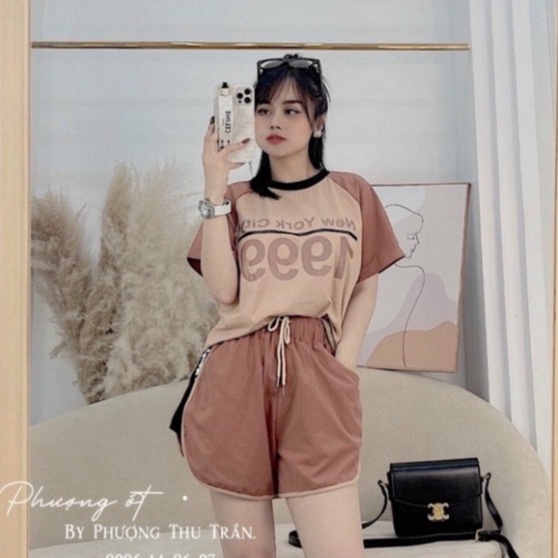 Bộ Thể Thao Nữ Sporty 1999 Áo Cộc Tay Kèm Quần Short Chất Su Siêu Xinh | BigBuy360 - bigbuy360.vn