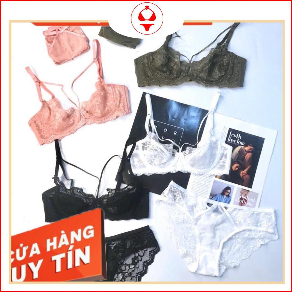 BỘ ĐỒ LÓT ⚡ freeship ⚡ set nội y ren  nơ dây chéo không đệm .mặc thoải mát ,thoáng mát cho hè nóng nưc. | BigBuy360 - bigbuy360.vn