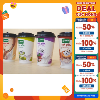 Trà sữa uống liền thơm ngon BKB trân châu giòn giòn (1 cốc gồm 1 set trà sữa và trân châu + 1 ống hút)