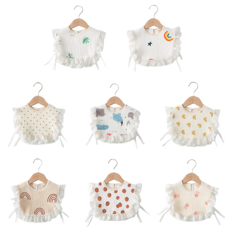 Yếm Cotton Cổ Lá Sen Họa Tiết Hoa Xinh Xắn Cho Bé