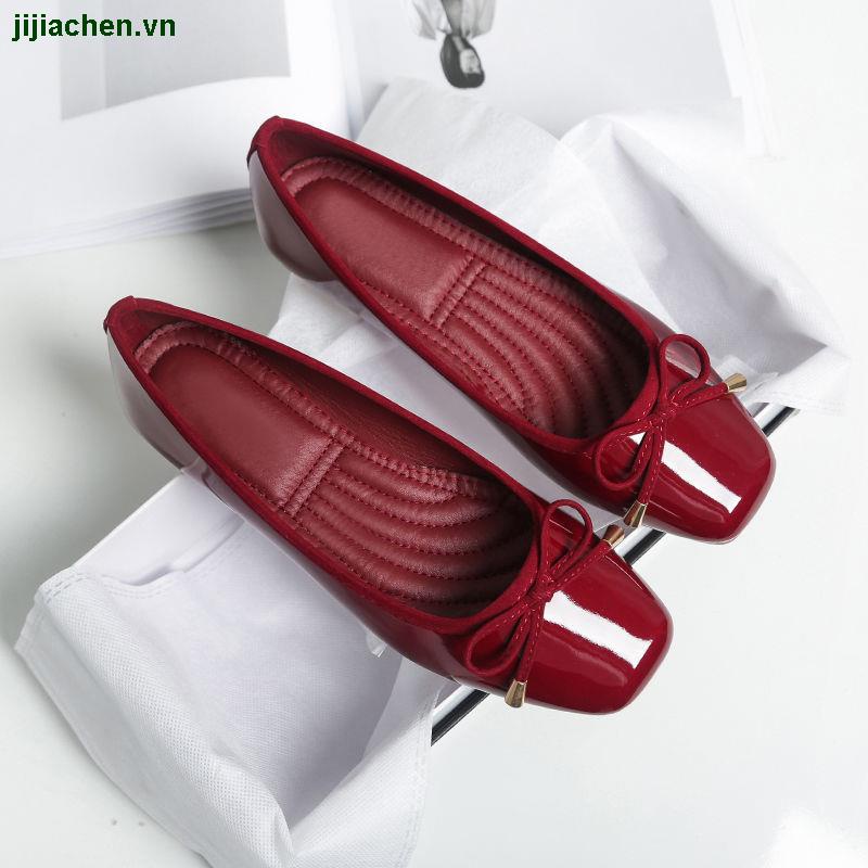 Giày búp bê đế bằng mũi vuông phong cách Hàn Quốc mới thời trang mùa xuân 2021 cho nữ