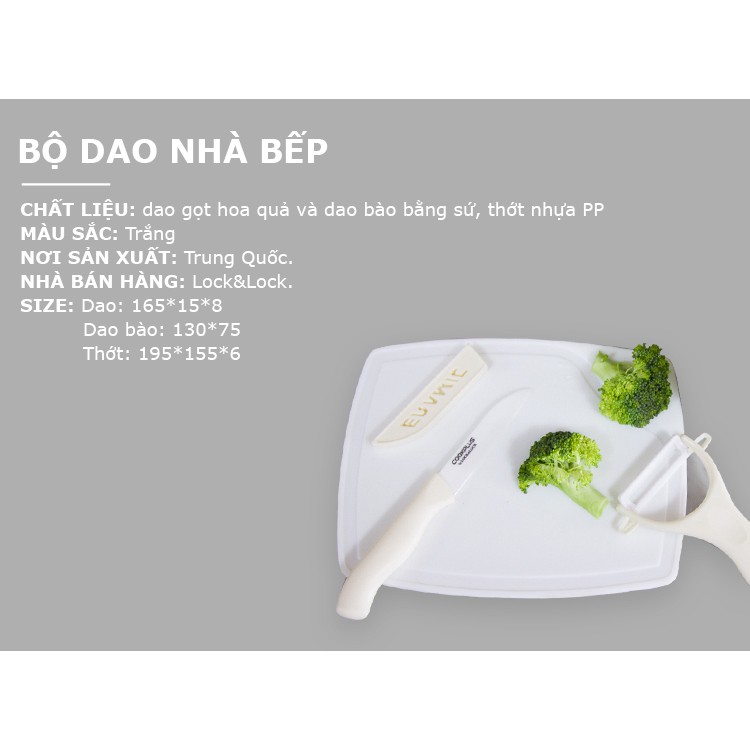 Bộ Dao Nhà Bếp 3 Món Lock&Lock Cookplus CKK503WHT – Trắng