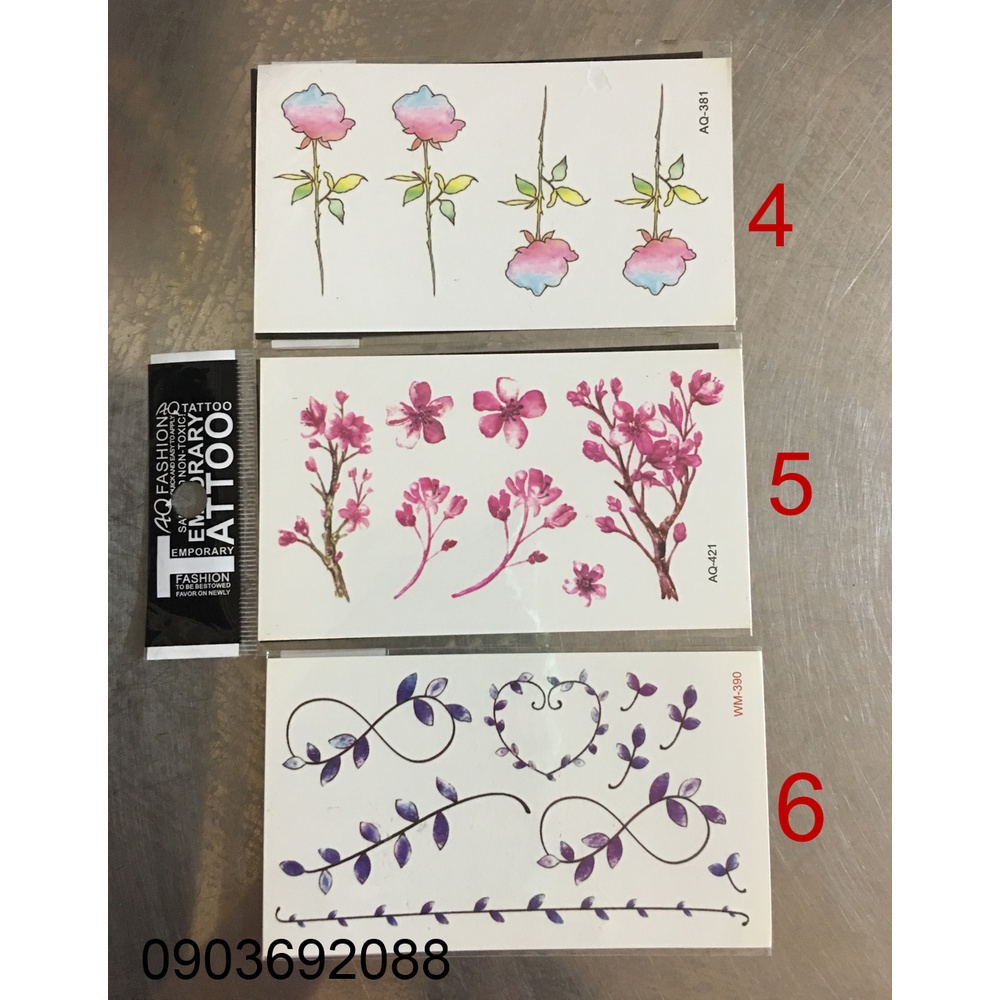 [HCM] Hình xăm dán - tattoo sticker hoa nhỏ 10.5 x 6cm