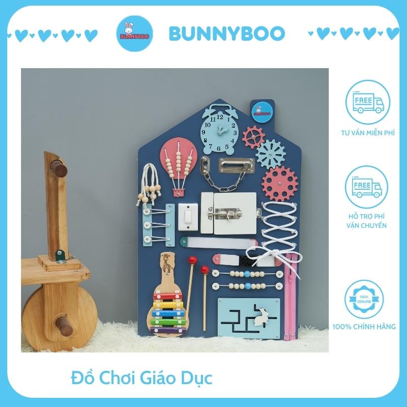Bảng Bận Rộn Busy board Montessori ngôi nhà BUNNYBOO Đồ chơi giáo dục Thông Minh thiết kế tên riêng miễn phí cho bé