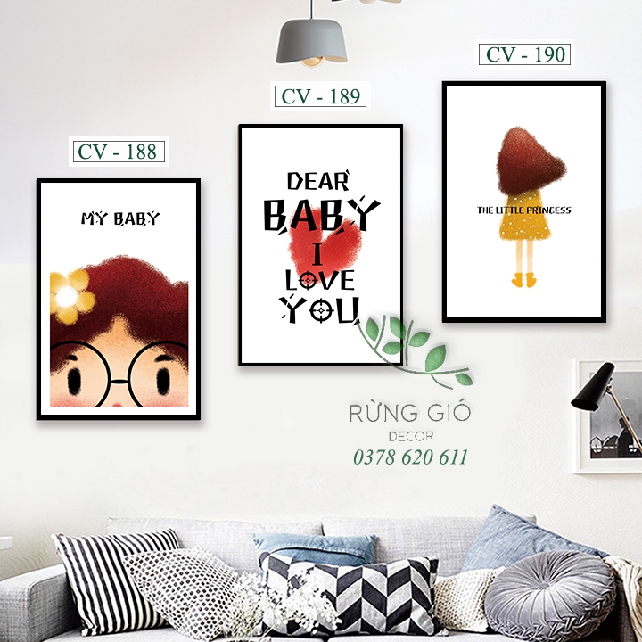 Khung tranh vải canvas hình dễ thương cỡ 30x45 ( tranh kèm khung y hình ) | BigBuy360 - bigbuy360.vn