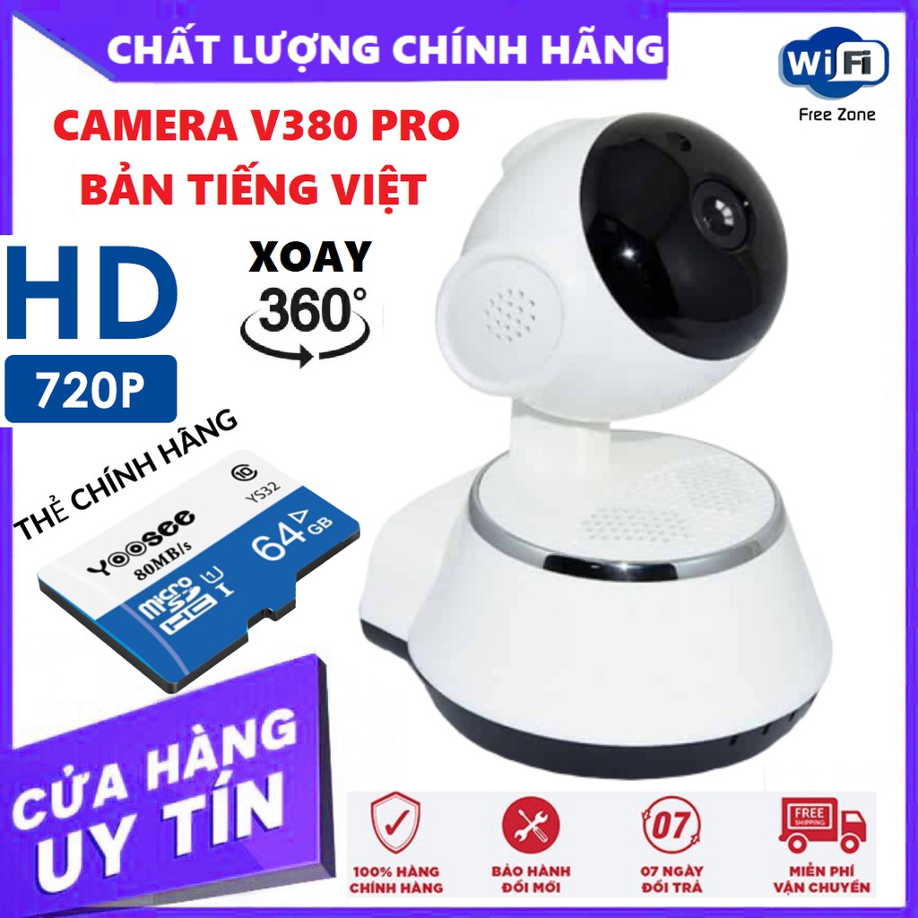 Camera V380 Pro Mini Xoay 360° Chính Hãng - Bản Tiếng Việt 1080HD