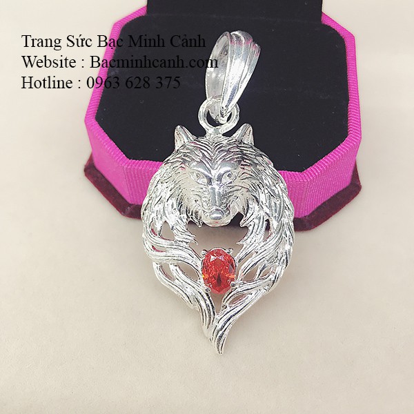 Mặt dây chuyền bạc nam hình Chó Sói