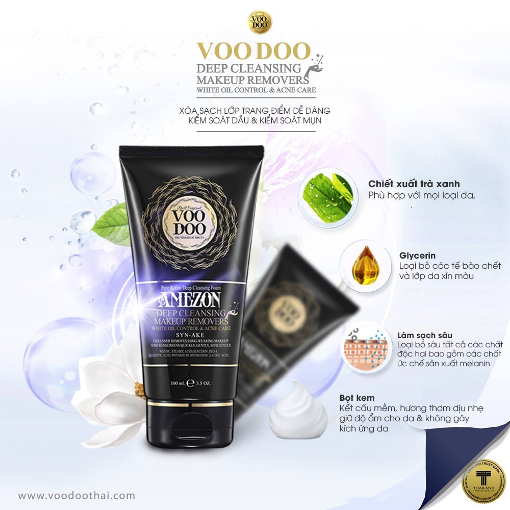 SỮA RỬA MẶT Dành Cho Da Mụn Da Dầu VOODOO AMAZONE