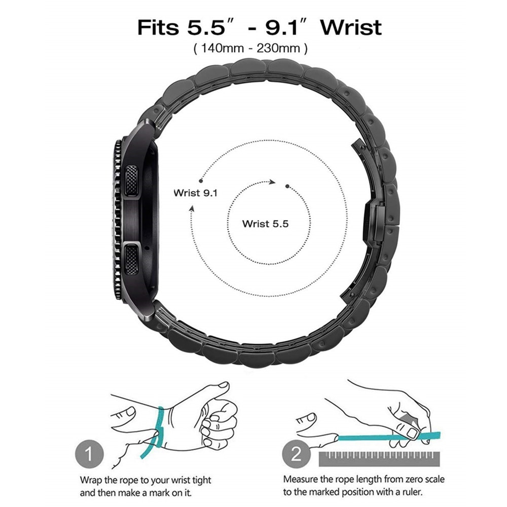 HUAWEI Dây Đeo Inox Cho Đồng Hồ Thông Minh Samsung Galaxy Gt2 20mm 22mm 46mm Active2 Gear S2 S3