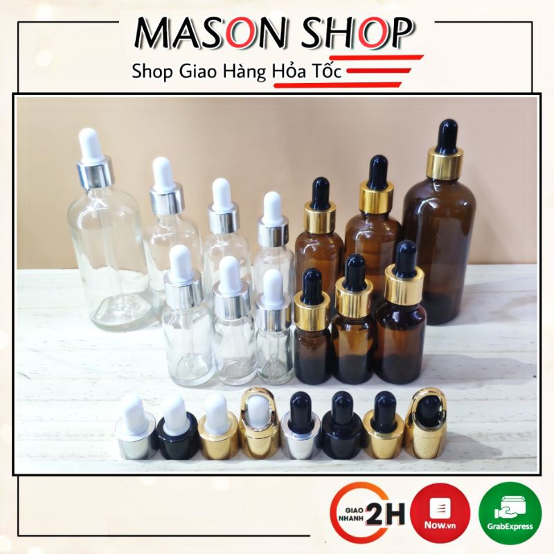 LỌ ĐỰNG TINH DẦU thủy tinh BÓP NHỎ GIỌT 5ml 10ml 15ml 20ml 30ml 50ml 100ml VỎ CHAI CHIẾT SERUM MỸ MĨ PHẨM TRONG/NÂU