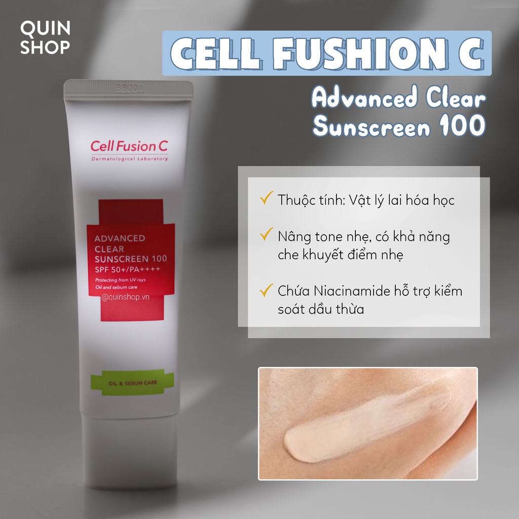 Kem Chống Nắng Cho Da Mụn Nhạy Cảm Cell Fusion C Laser, Clear, Advanced Clear, Toning, Brightening Tone Up Sunscreen 100