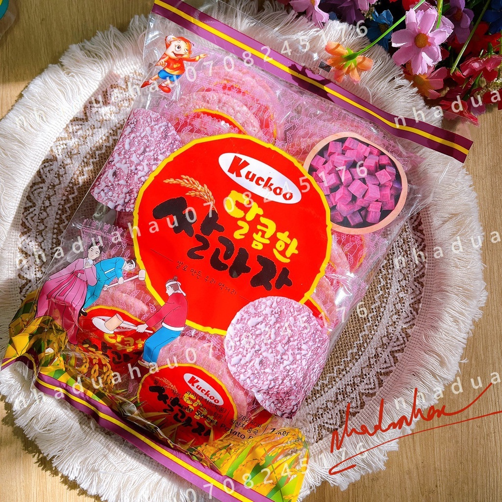 Một gói bánh gạo giòn 2 vị mặn phủ muối biển/ ngọt phủ đường tuyết Kuckoo Hàn Quốc gói 200gam