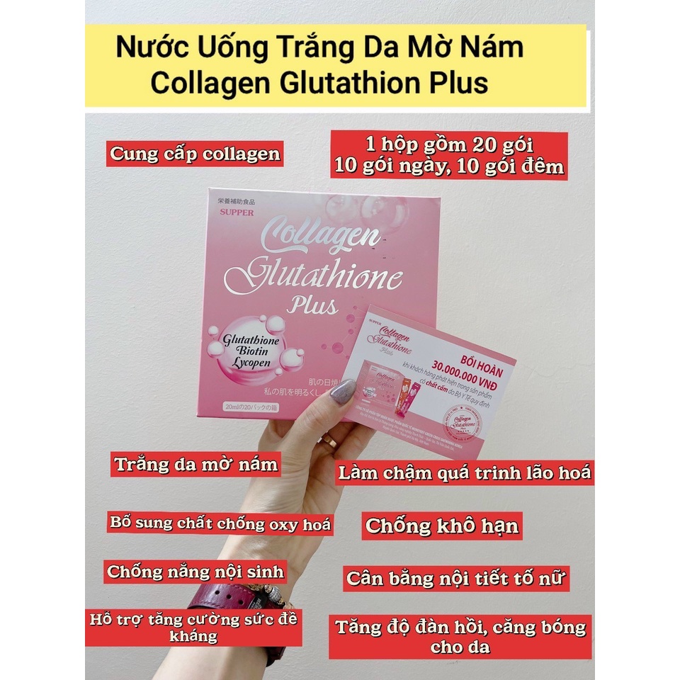 Bột Trắng Da Supper Collagen Plus, Bổ Sung Collagen, Dưỡng Trắng Da Toàn Thân, Hỗ Trợ Làm Đẹp Da, giảm Thâm Nám
