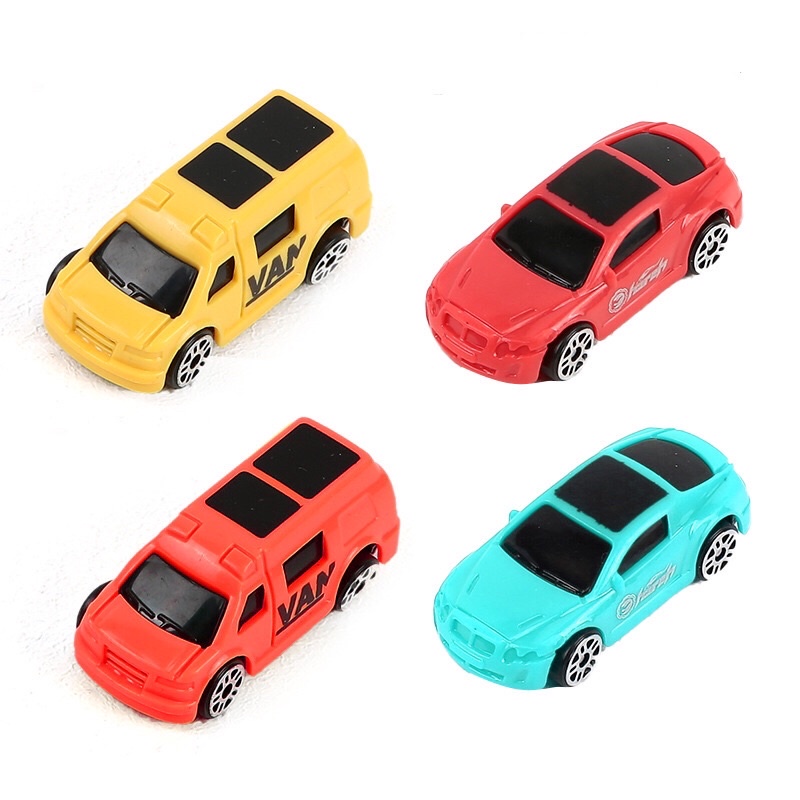 SET 4 xe ô tô mini chơi kèm với đường hầm khủng long sư tử bãi đậu xe ô tô