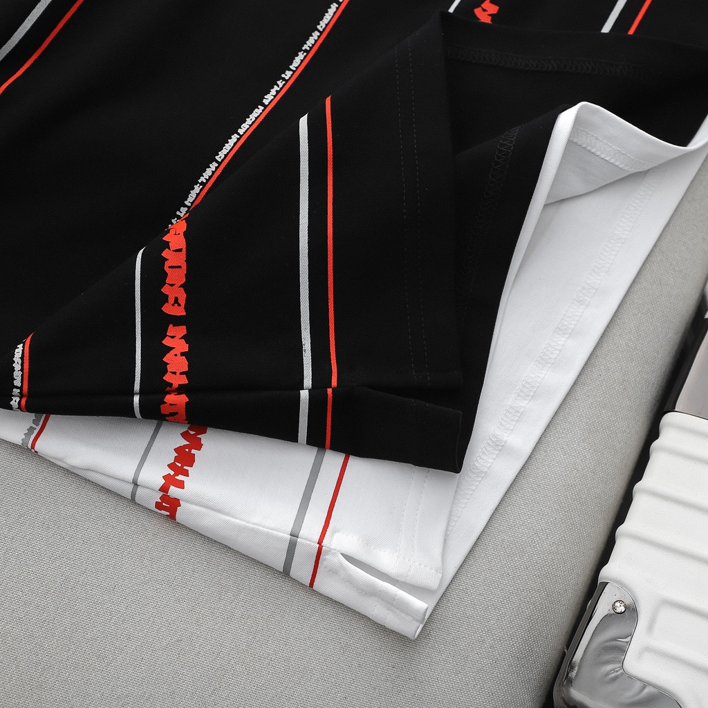 Áo Polo Nam Mini Letters Stripe BW , Chất Vải Cotton Dày Dặn , PL002895,SOMEHOW