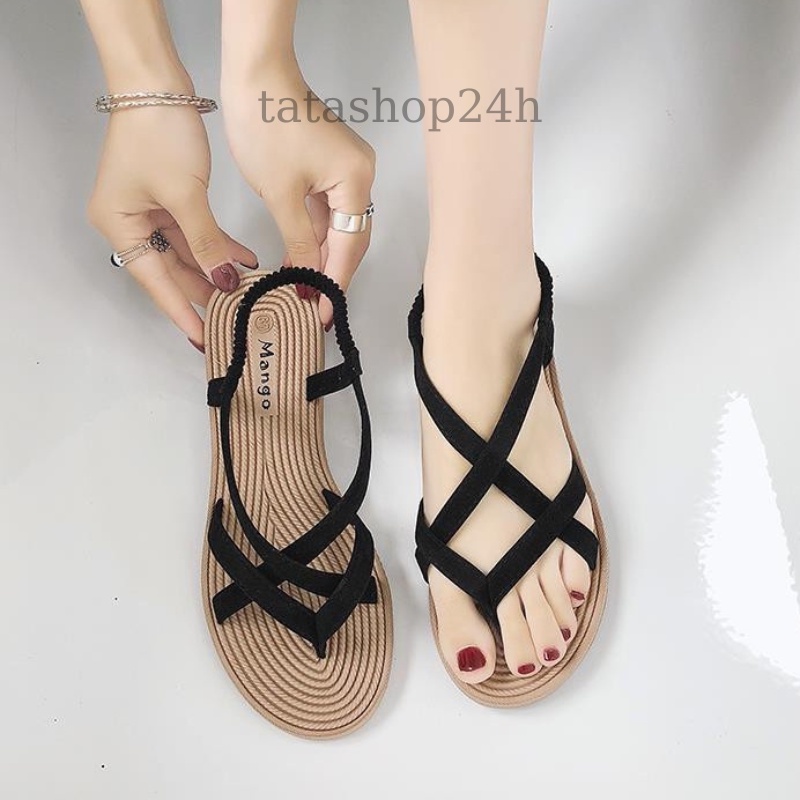 Giày sandal nữ quai chéo đế giả chói đi học đi mưa- GL002