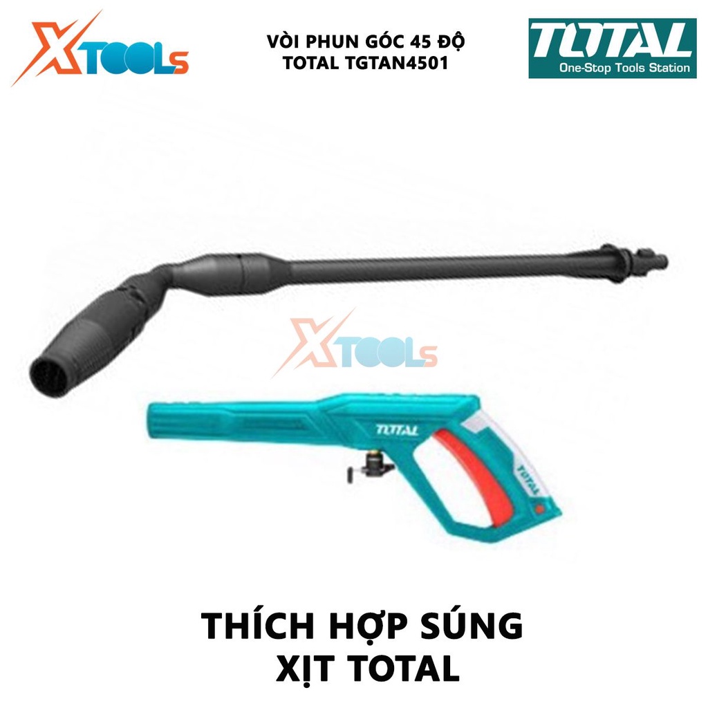 Vòi phun góc 45 độ TOTAL TGTAN4501 vòi rửa xe nghiêng góc Chiều dài 590mm, Góc 45º, Thích hợp sử dụng cho súng xịt Total