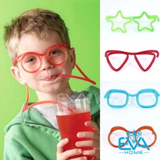 Combo 4 Ống Hút Mắt Kính Gọng Tròn - Sao - Tim - Vuông Cute Sáng Tạo M2394