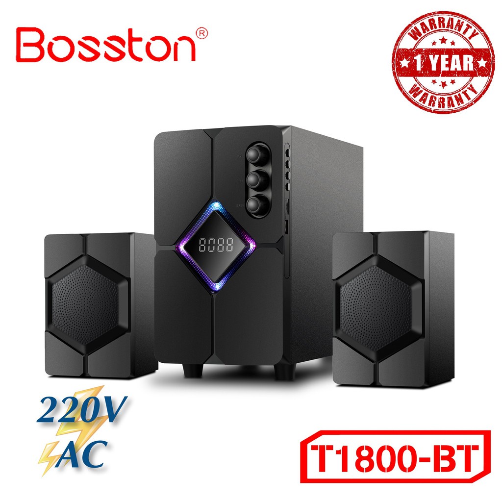 Loa Máy Vi Tính Laptop Bluetooth Để Bàn Có Dây Đèn Led Chính Hãngg 2.1 Boston T1800 Loa Pc Gaming