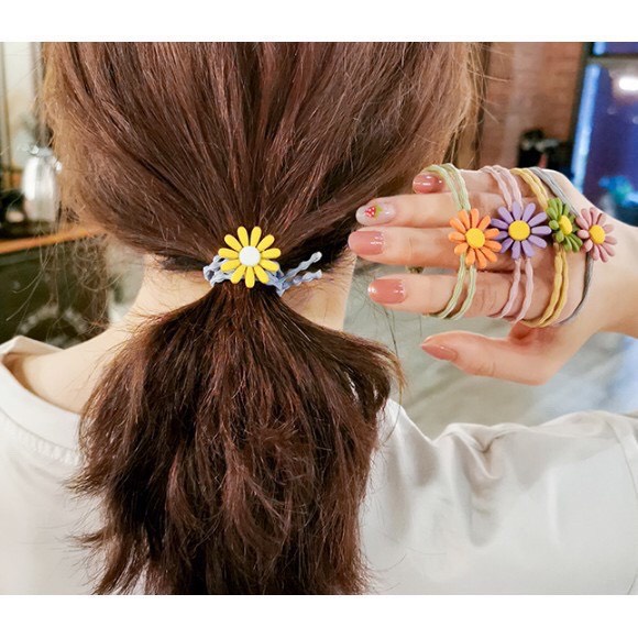Dây buộc tóc hoa cúc nhiều màu siêu dễ thương (1 cái)