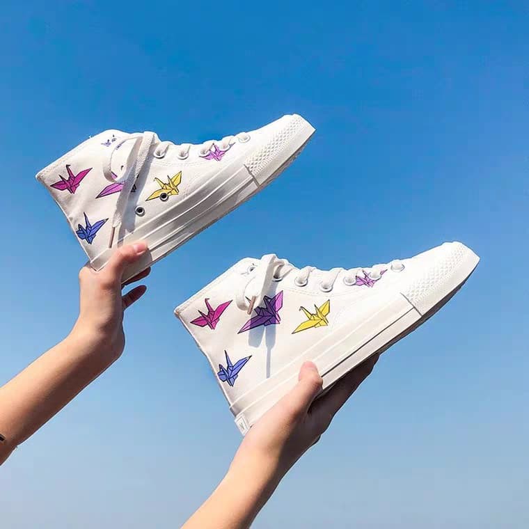 [Hot Trend] giày thể thao nữ cao cổ đổi màu khi ra nắng, giày nữ in hình hạc mẫu mới nhất 2019 | BigBuy360 - bigbuy360.vn