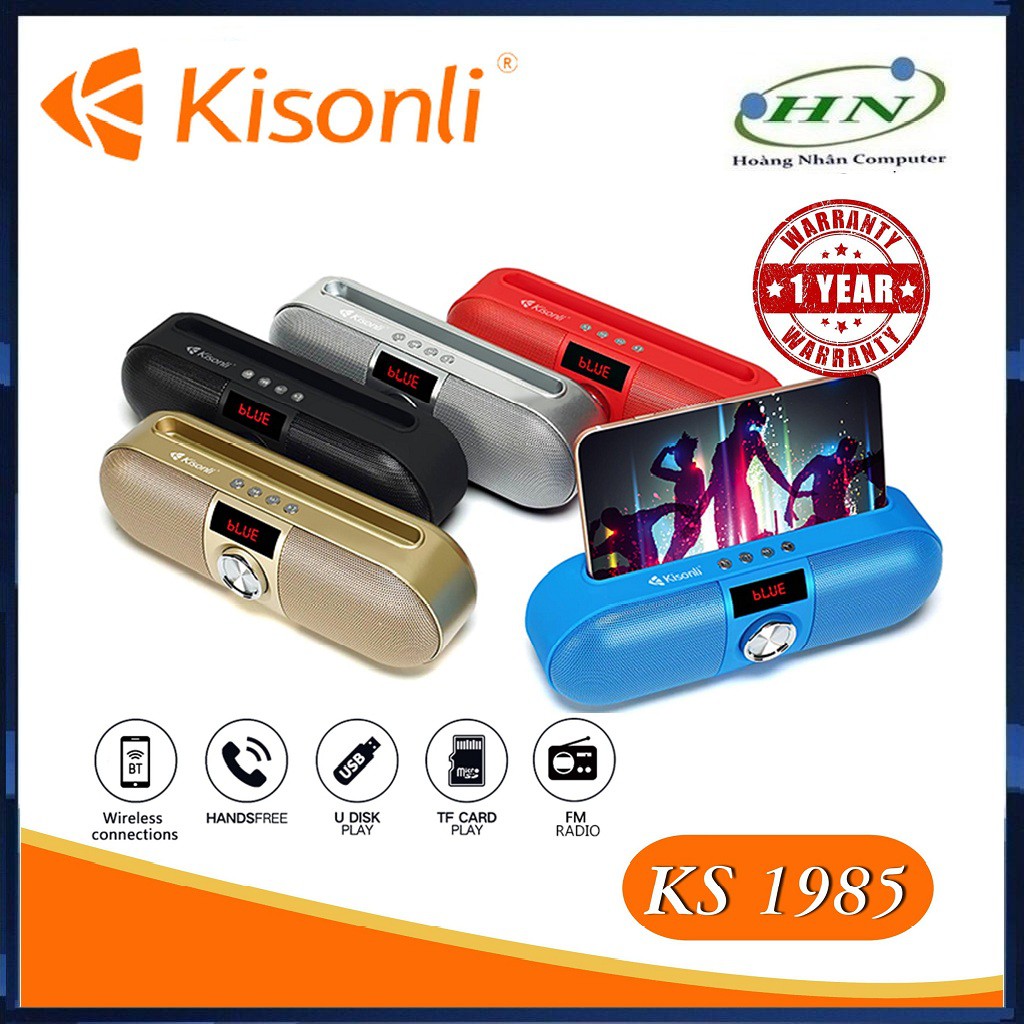 Loa bluetooth Kisonli KS-1985 Stereo hỗ trợ thẻ nhớ/USB/FM/AUX/Rãnh tay