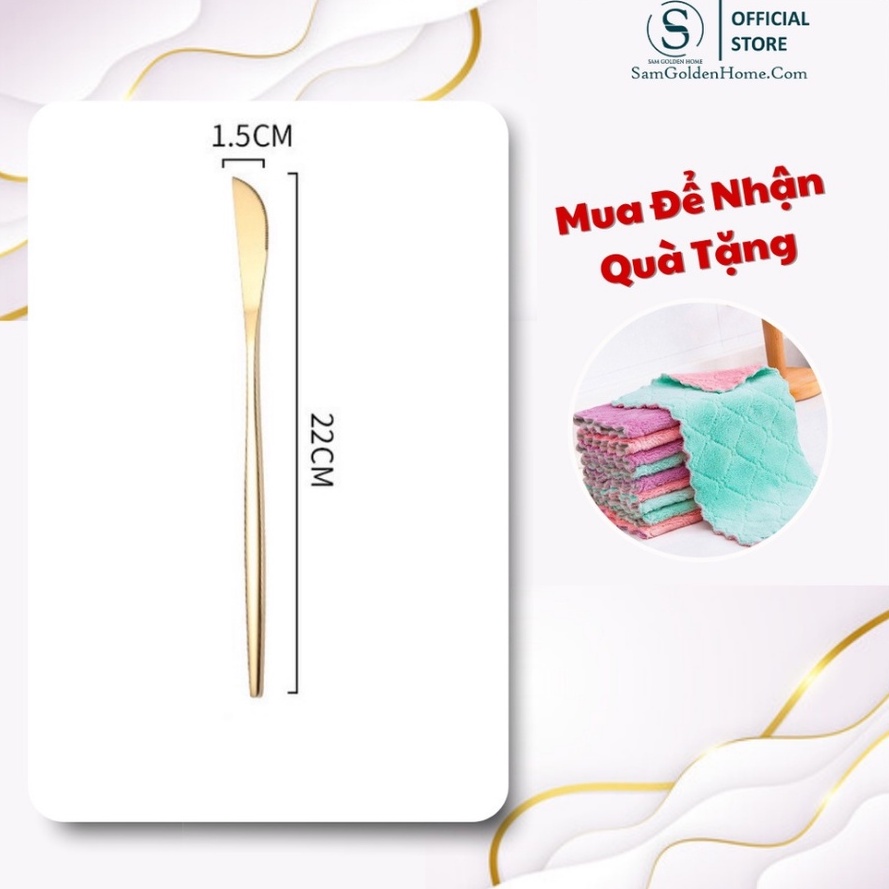 Bộ Muỗng Nĩa Đũa Inox Mạ Vàng Sang Trọng Cao Cấp, Thìa Mạ Vàng Đẹp Trang Trí Bàn Ăn Basic Golden Cutlery Inox 304