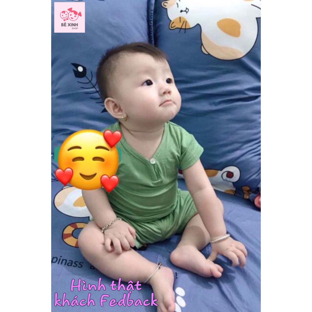 Đồ bộ cộc tay cho bé trai bé gái Peekaboo [Giá lẻ=sỉ] bộ trẻ em cho bé trai gái hàn quốc chất thun lạnh CỔ TYM cộc nút