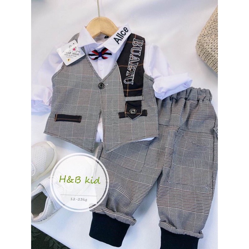 Bộ vest công tử 4 chi tiết cho bé trai cho bé 12-14kg