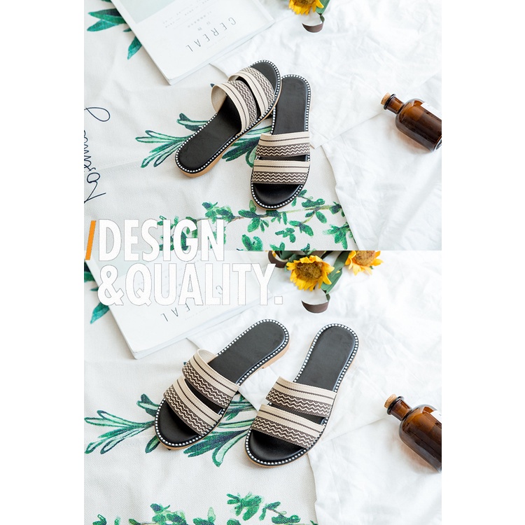 Dép lê hai quai bố đen xám