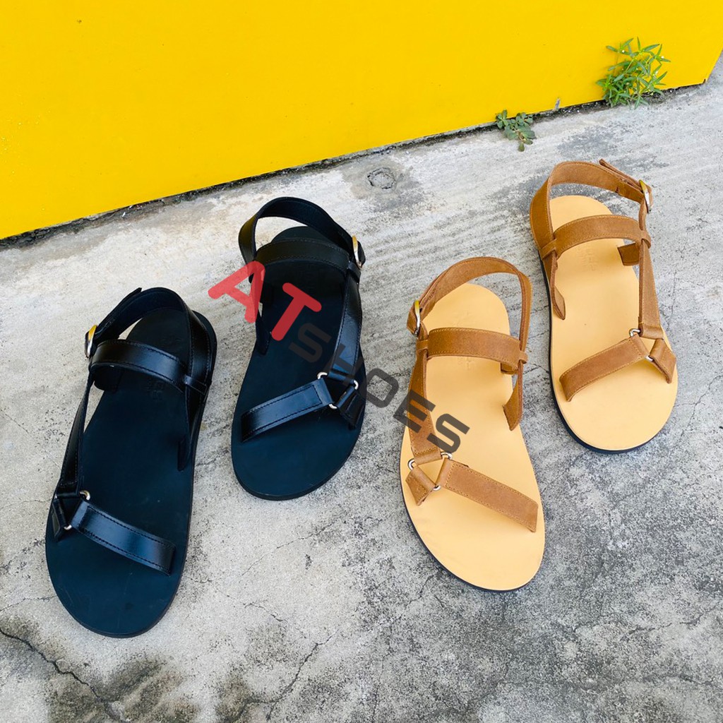 Dép Da Cao CấpDA BÒ THẬTDép Sandal Hàng Thiết Kế Trẻ Trung Đế Caosu Chống Nước Atshoes XDxn301