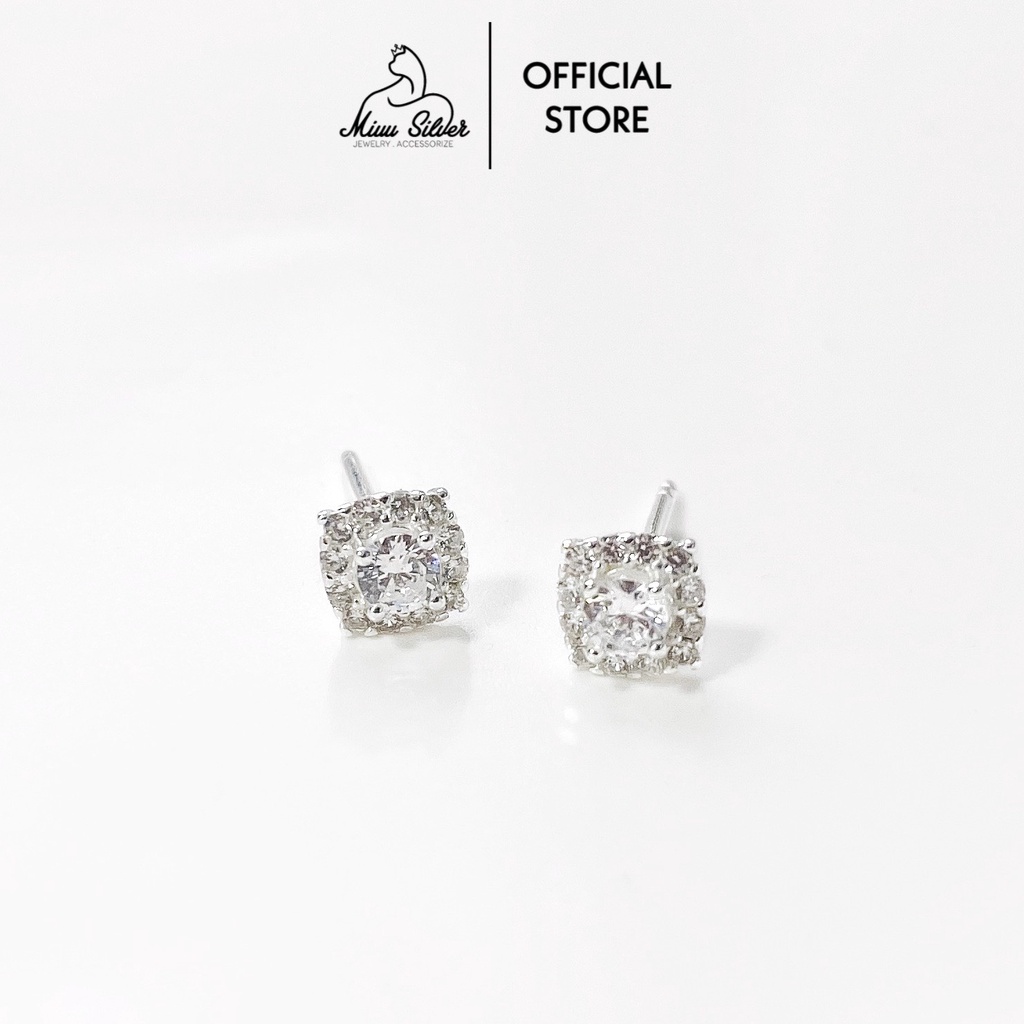 Bông tai bạc Miuu Silver nữ đính đá sang trọng Krystal