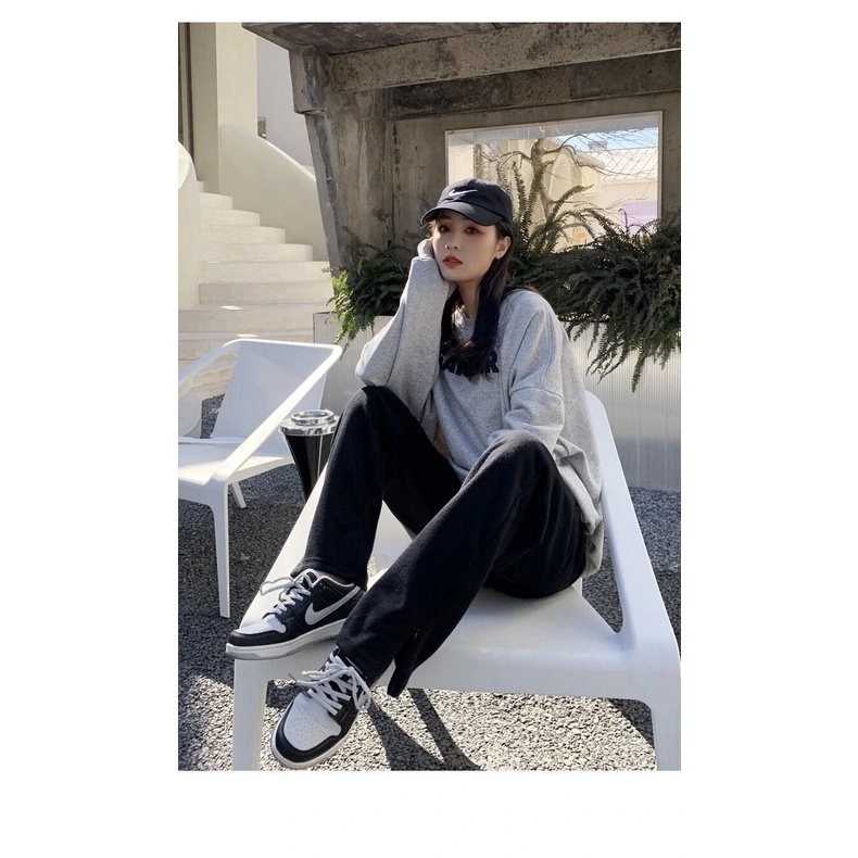 Quần ống rộng Mỏng Màu Xám Thời Trang Mùa Đông Mới Cho Nữ