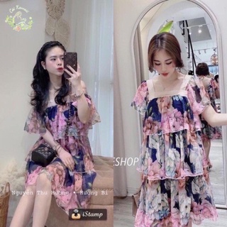 Đầm bầu hoa thiết kế mới - chất liệu voan hai lớp