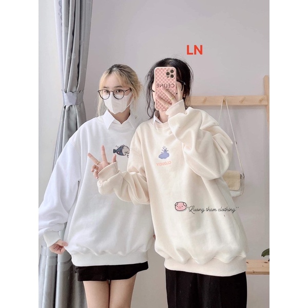 ÁO NỈ BO GẤU BỐN MÀU TRẮNG BE XANH XI MĂNG XANH BLUE KUTE PHỐ THỜI TRANG HOTTEEN