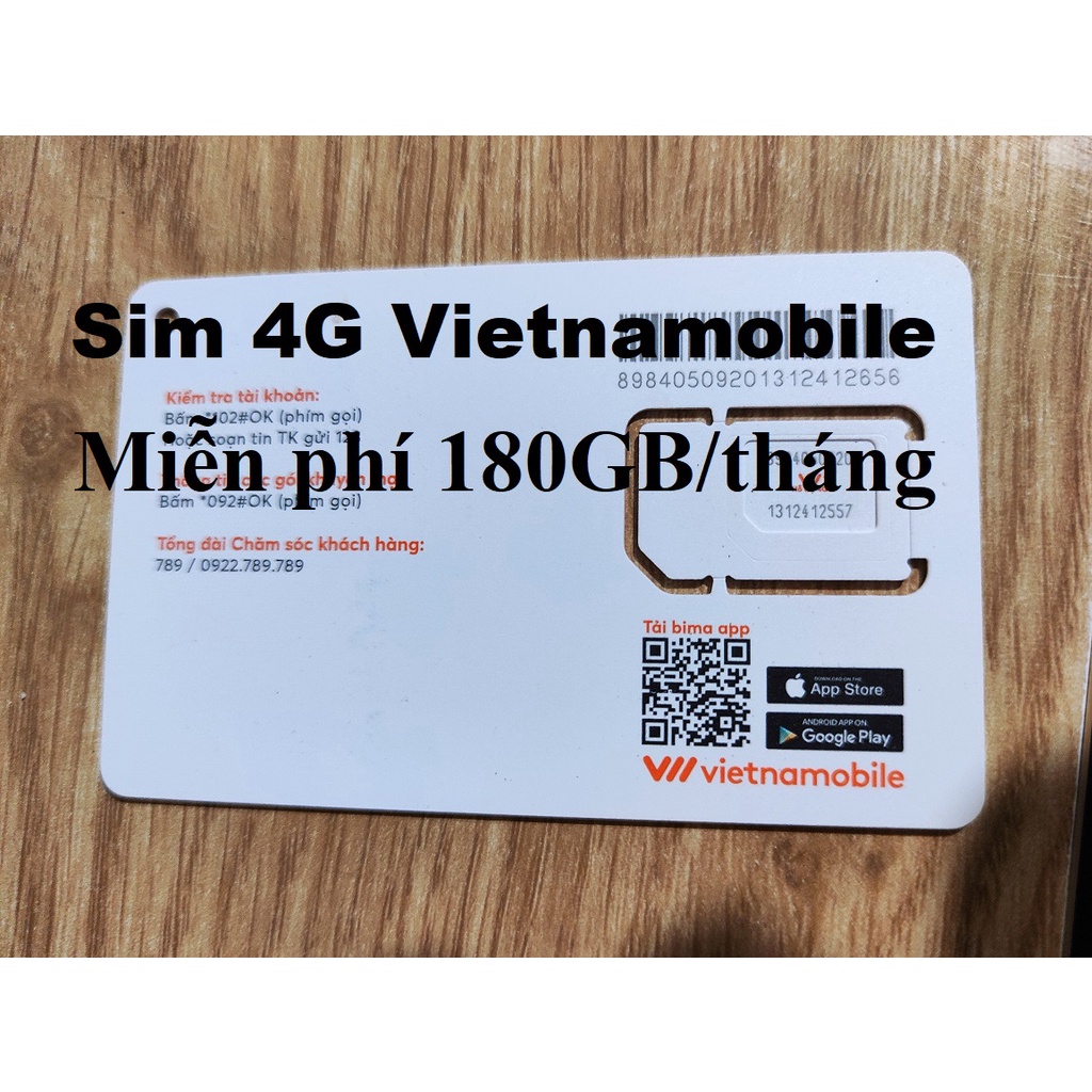 Sim 4G vietnamobile, Miễn Phí 180GB/tháng, siêu Thánh Sim mới, Sim Không Giới Hạn Data