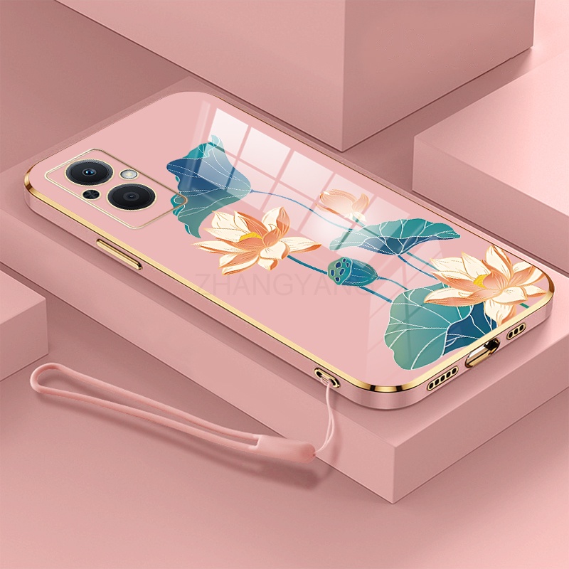 ốp lưng oppo reno 7z 5g a96 ốp điện thoại oppo reno 7z 5g a96 Ốp Điện Thoại TPU Dẻo Mạ Màu Họa Tiết Hoa Sen Sang Trọng