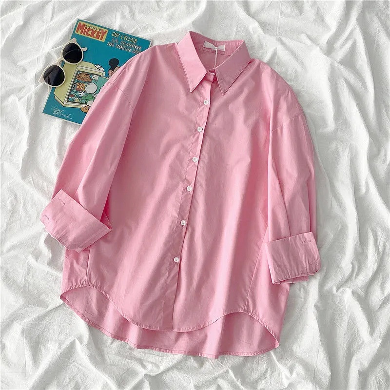 Áo Sơ Mi Tay Dài Dáng Rộng Phong Cách Retro Hồng Kông Thời Trang Xuân Thu Cho Nữ
