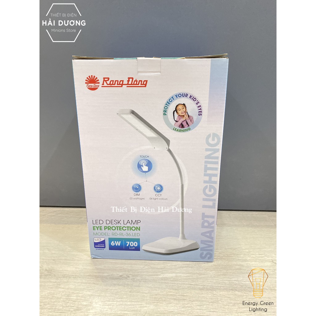 Đèn học chống cận Rạng Đông 6w, 4 màu ánh sáng, 3 cấp ánh sáng. RD-RL-36.LED - Màu Random - Bảo hành 24 tháng Đèn bàn