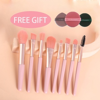Set 8 cọ trang điểm lông mềm cán gỗ bàn chải trang điểm